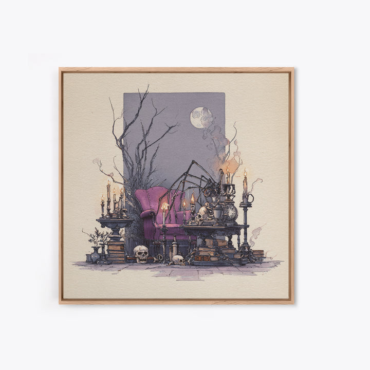 The Spider Queen Parlor - Occult Still Life, Gothic Home Decor, Square Wall Art, Canvas Print, Halloween Home Decor, Gothic Wall Art