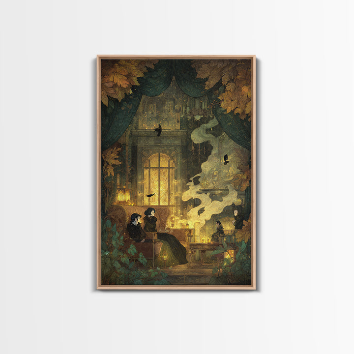 The Spider Queen Parlor - Procession Scene, Halloween Wall Art, Vertical Wall Art, Framed Canvas Print, Halloween Home Decor