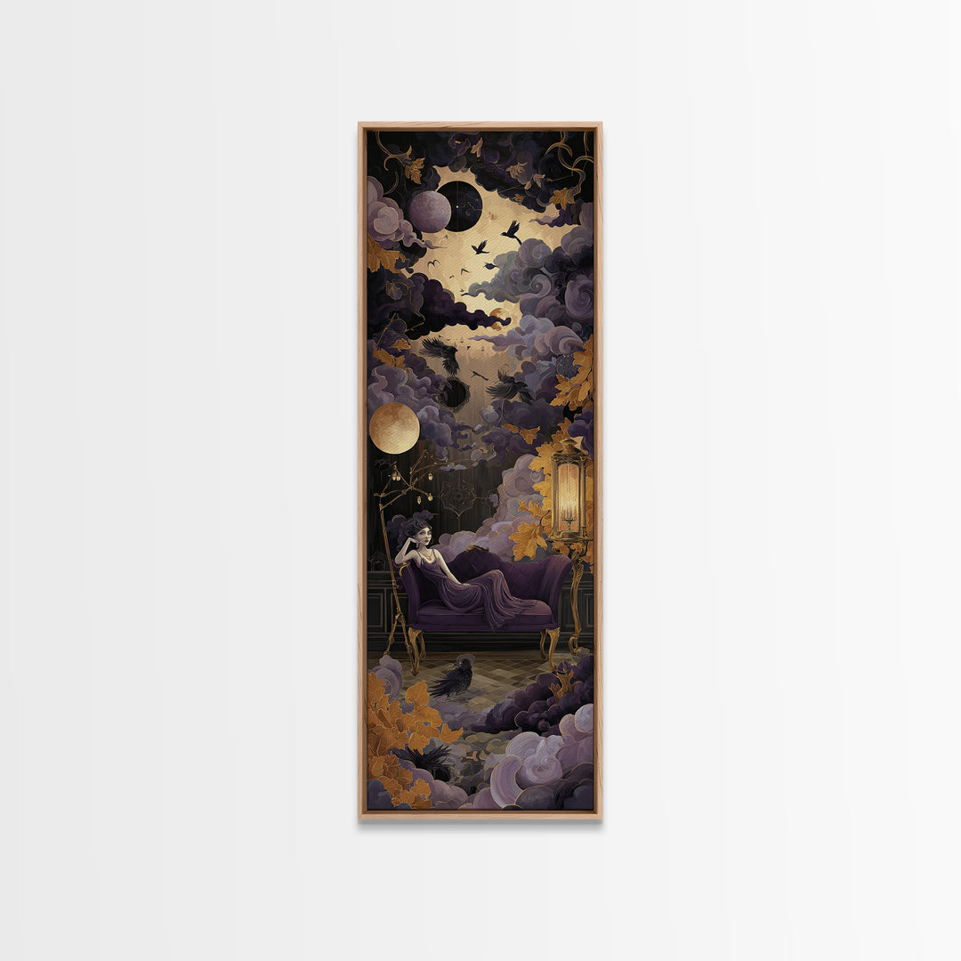 The Spider Queen Parlor - Surreal Celestial Vision, Gothic Home Decor, Tall Narrow Wall Art, Canvas Print, Halloween Home Decor