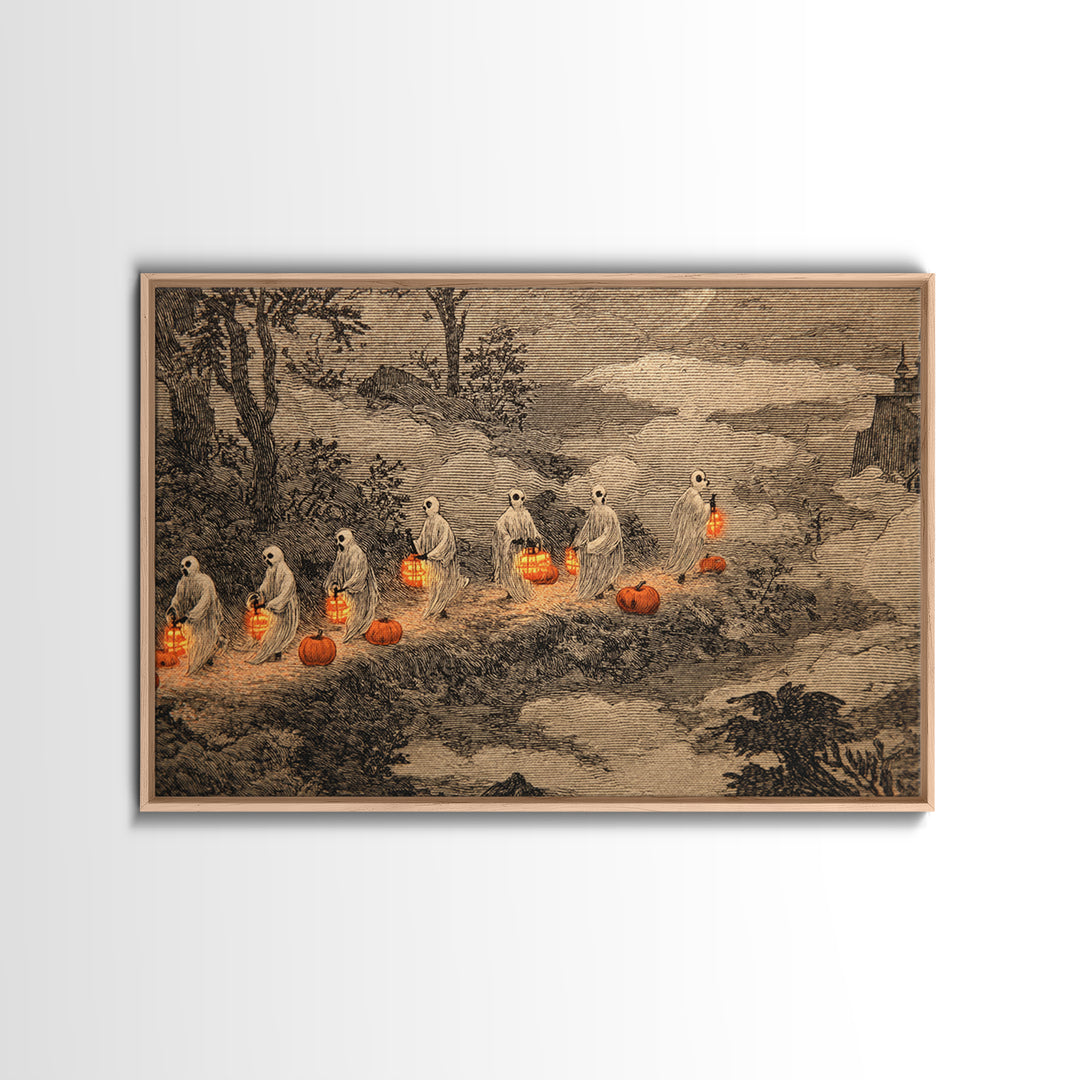 The Golden Funeral Procession - Environmental Panorama, Dark Fantasy Wall Art, Landscape Wall Art, Canvas Print, Halloween Home Decor