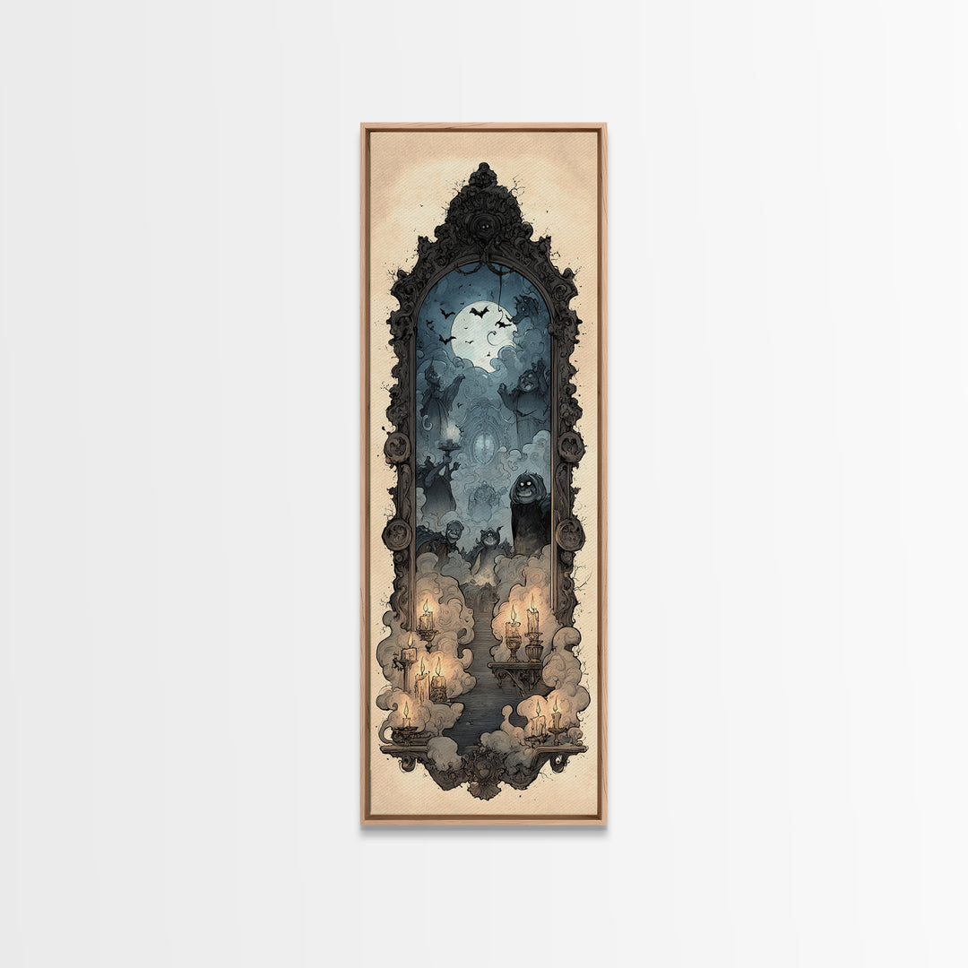 The Monster In The Mirror Cabinet - Icon Portrait, Gothic Home Decor, Tall Narrow Wall Art, Canvas Print, Halloween Home Decor