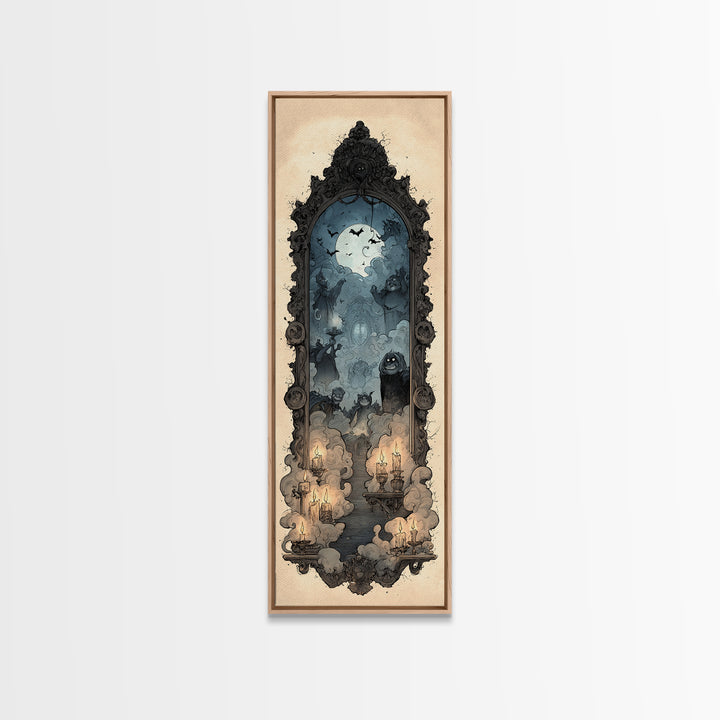 The Monster In The Mirror Cabinet - Icon Portrait, Gothic Home Decor, Tall Narrow Wall Art, Canvas Print, Halloween Home Decor