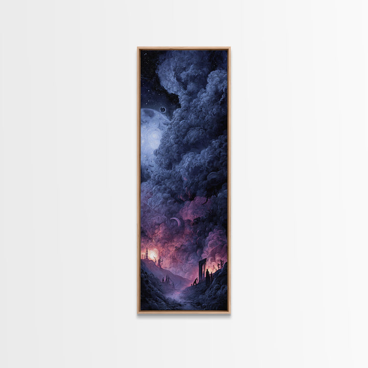 The Dreaming Priest Of The Outer Gate, Dark Fantasy Wall Art, Tall Narrow Wall Art, Framed Canvas Print, Halloween Home Decor