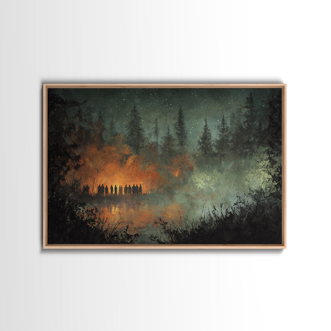 The Choir Of Deepwater Acolytes, Occult Wall Decor, Landscape Wall Art, Framed Canvas Print, Halloween Home Decor, Gothic Wall Art