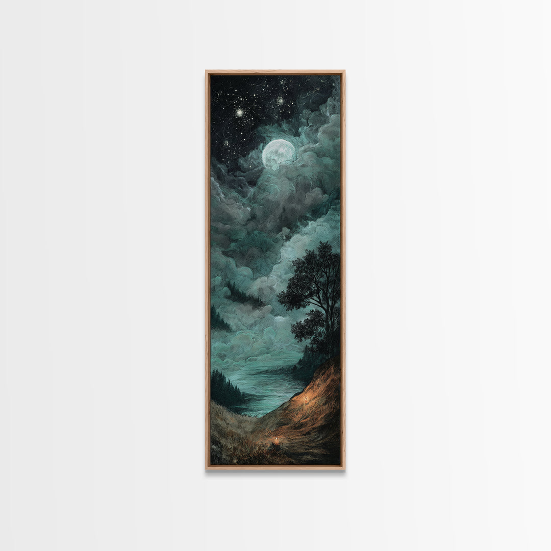 The Bride Of The Abyssal Moon, Occult Wall Decor, Tall Narrow Wall Art, Framed Canvas Print, Halloween Home Decor, Gothic Wall Art