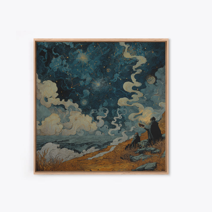 The Astronomer Of The Hollow Sky, Halloween Wall Art, Square Wall Art, Framed Canvas Print, Halloween Home Decor, Gothic Wall Art