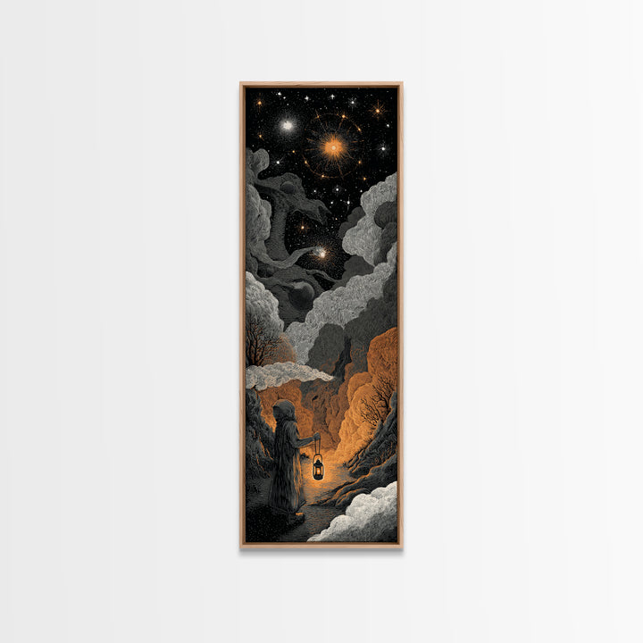 The Astronomer Of The Hollow Sky, Halloween Wall Art, Tall Narrow Wall Art, Canvas Print, Halloween Home Decor, Gothic Wall Art