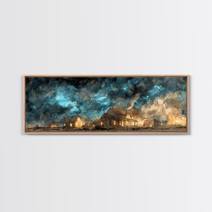 The Crawler Beneath The Floor Of Stars, Cosmic Horror Decor, Extra Wide Wall Art, Canvas Print, Halloween Home Decor, Gothic Wall Art