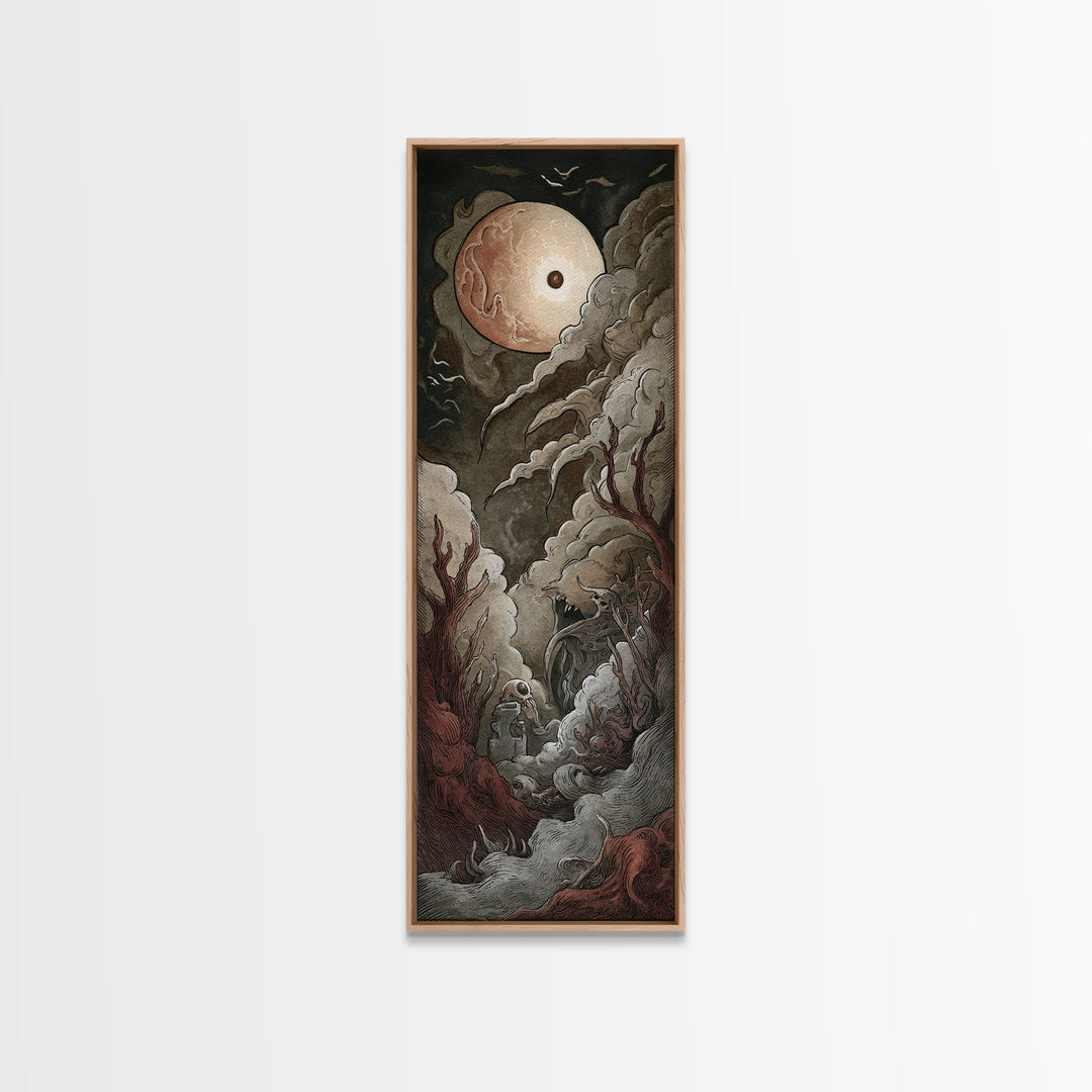 The Keeper Of The Black Reef Key, Cosmic Horror Decor, Tall Narrow Wall Art, Canvas Print, Halloween Home Decor, Gothic Wall Art