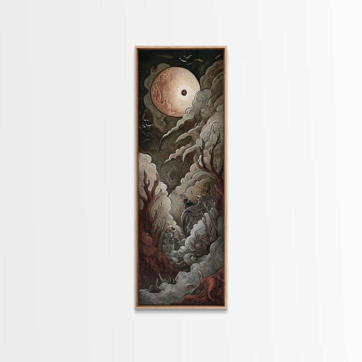 The Keeper Of The Black Reef Key, Cosmic Horror Decor, Tall Narrow Wall Art, Canvas Print, Halloween Home Decor, Gothic Wall Art