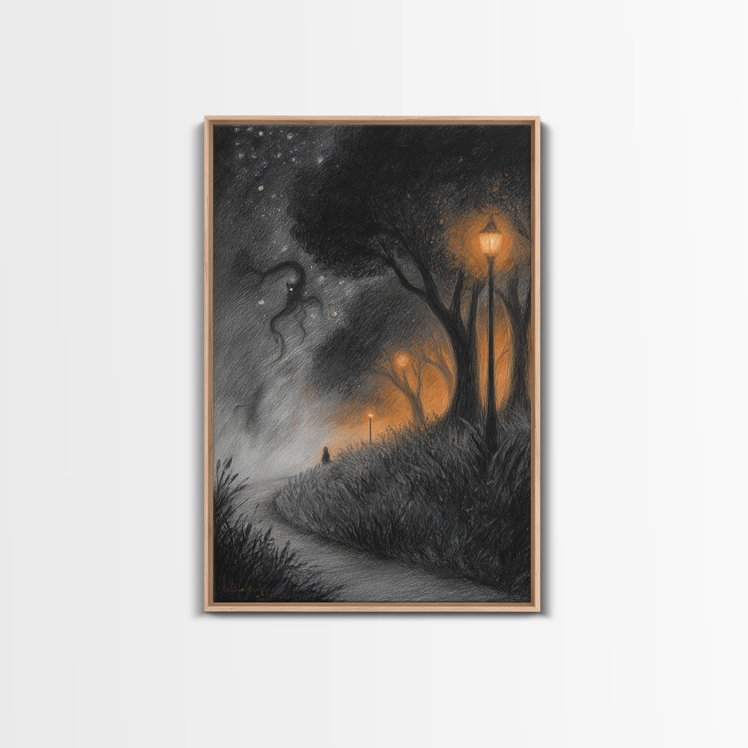 The Widow Of The Whispering Comet, Lovecraftian Wall Art, Vertical Wall Art, Framed Canvas Print, Halloween Home Decor, Gothic Wall Art