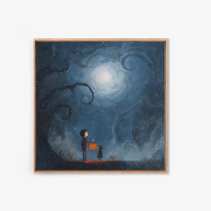 The Child Who Caught A Moon-Spawn, Dark Fantasy Wall Art, Square Wall Art, Canvas Print, Halloween Home Decor, Gothic Wall Art
