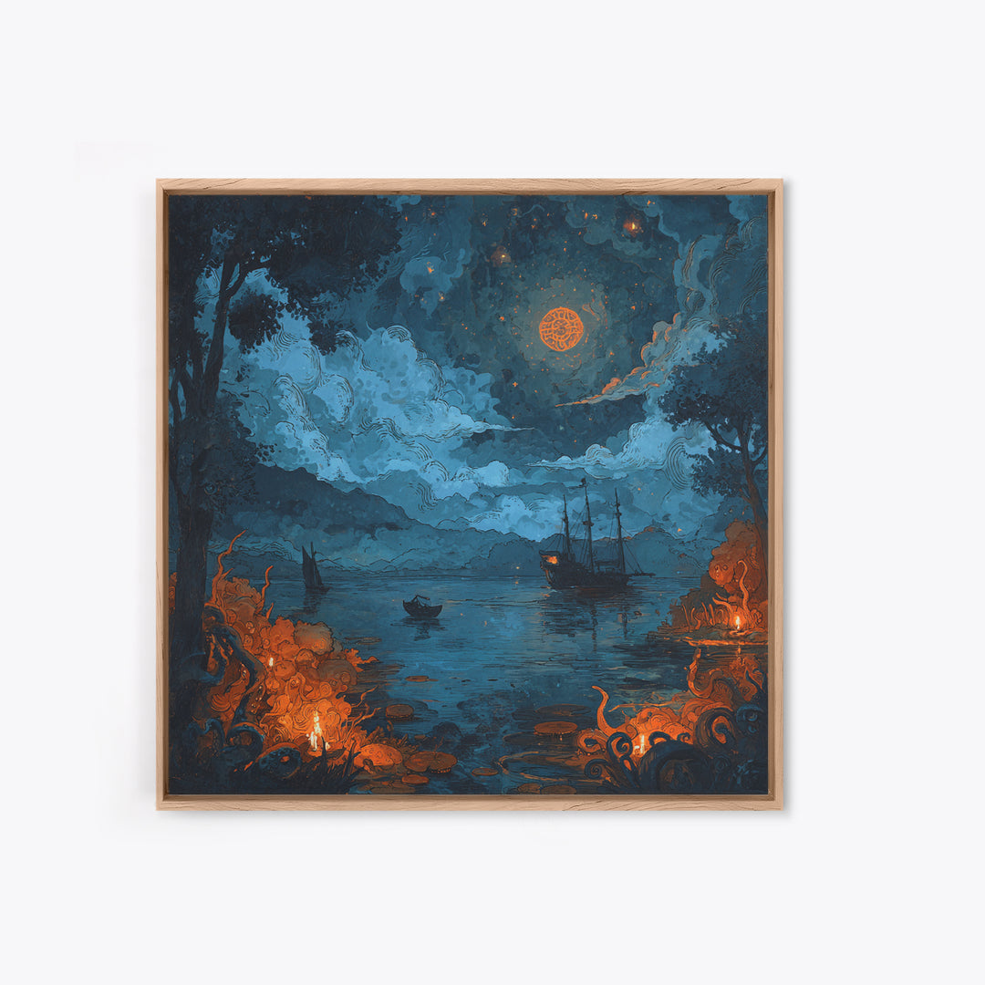 The Oracle Of The Glass Depths, Spooky Wall Decor, Square Wall Art, Canvas Print, Halloween Home Decor, Gothic Wall Art, Halloween Decor