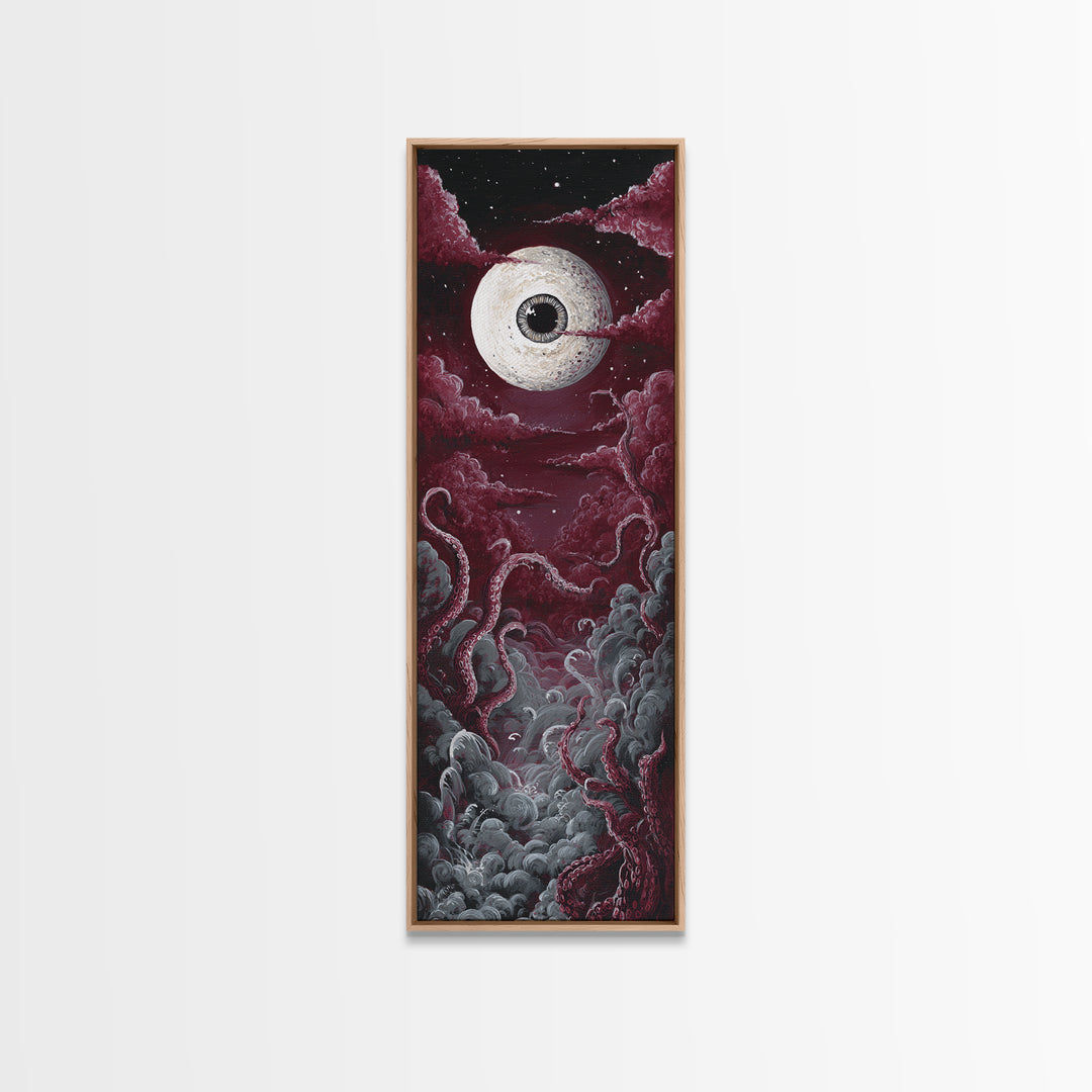 The Oracle Of The Glass Depths, Occult Wall Decor, Tall Narrow Wall Art, Framed Canvas Print, Halloween Home Decor, Gothic Wall Art