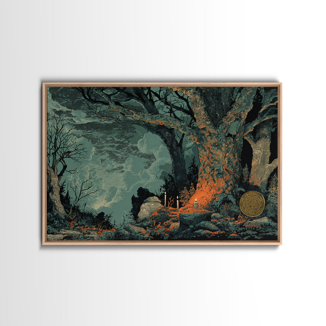 The Sleeper In The Birch Grove, Dark Fantasy Wall Art, Landscape Wall Art, Canvas Print, Halloween Home Decor, Gothic Wall Art