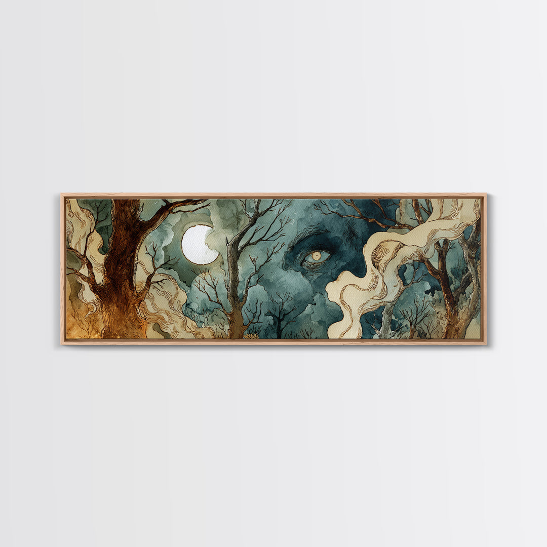 The Sleeper In The Birch Grove, Gothic Home Decor, Extra Wide Wall Art, Canvas Print, Halloween Home Decor, Gothic Wall Art