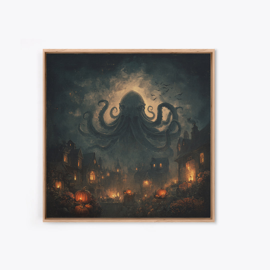 The Crown Of The Tentacled Saint, Halloween Wall Art, Square Wall Art, Framed Canvas Print, Halloween Home Decor, Gothic Wall Art