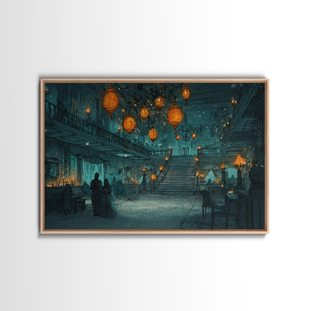 The Ballroom Of Silent Shoggoths, Cosmic Horror Decor, Landscape Wall Art, Canvas Print, Halloween Home Decor, Gothic Wall Art