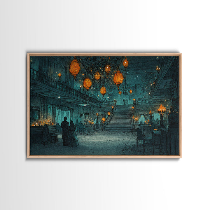 The Ballroom Of Silent Shoggoths, Cosmic Horror Decor, Landscape Wall Art, Canvas Print, Halloween Home Decor, Gothic Wall Art