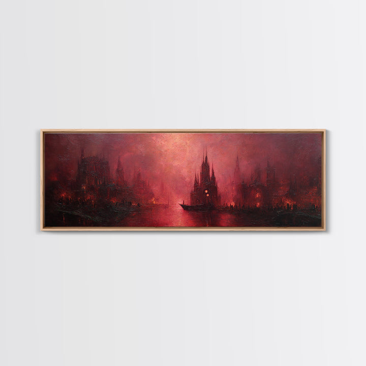 The Ballroom Of Silent Shoggoths, Dark Fantasy Wall Art, Extra Wide Wall Art, Framed Canvas Print, Halloween Home Decor, Gothic Wall Art