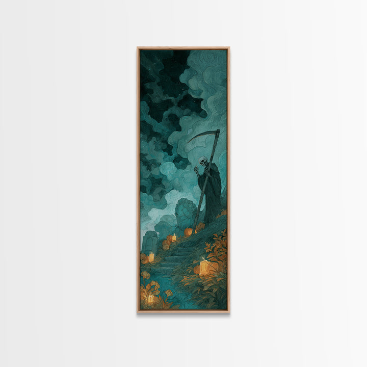 The Grave Gardener Of Yuggoth, Dark Fantasy Wall Art, Tall Narrow Wall Art, Canvas Print, Halloween Home Decor, Gothic Wall Art