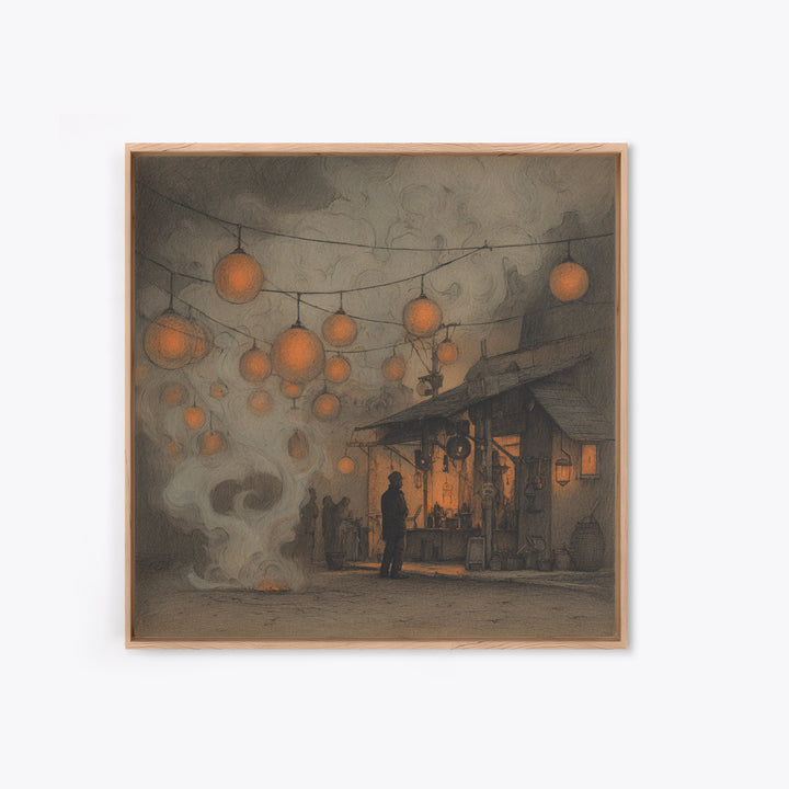 The Lantern Market Beyond The Veil, Occult Wall Decor, Square Wall Art, Canvas Print, Halloween Home Decor, Gothic Wall Art