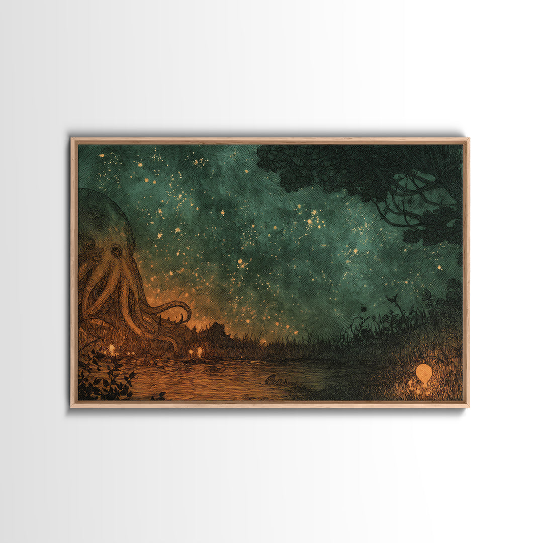 The Salt King Of The Black Shore, Dark Fantasy Wall Art, Landscape Wall Art, Framed Canvas Print, Halloween Home Decor, Gothic Wall Art