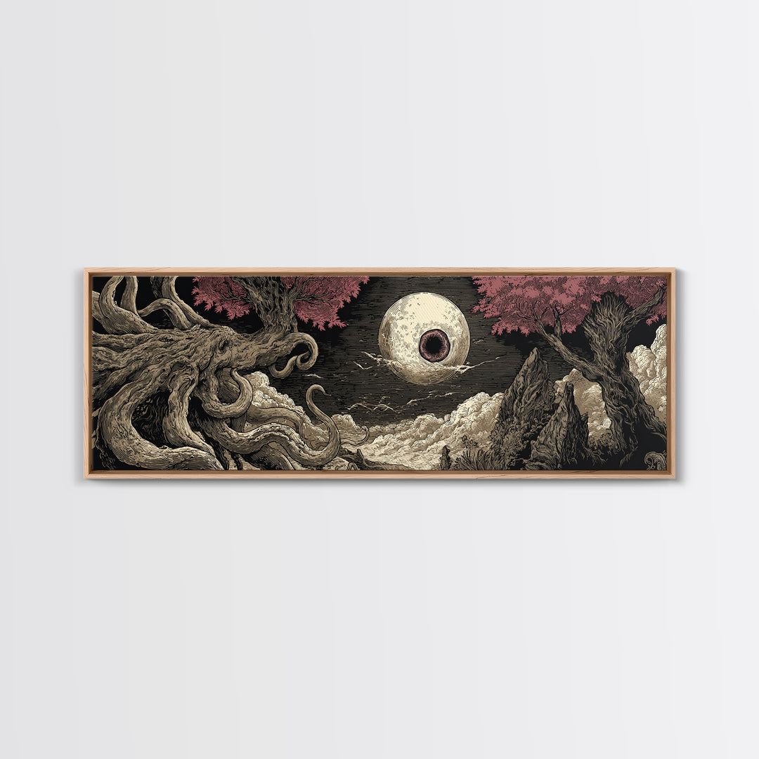 The Salt King Of The Black Shore, Cosmic Horror Decor, Extra Wide Wall Art, Canvas Print, Halloween Home Decor, Gothic Wall Art