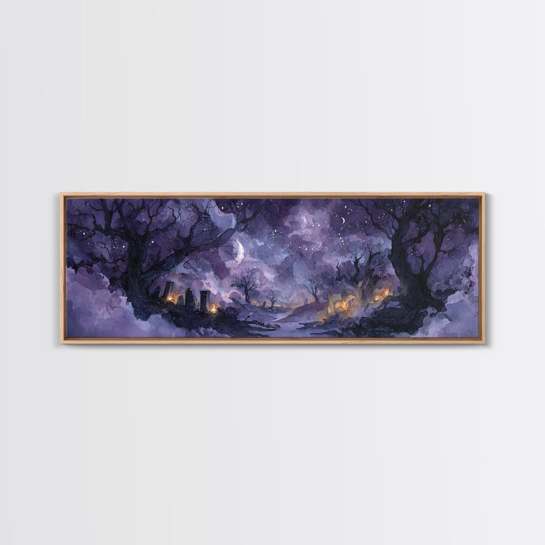 The Dreamwell Beneath Miskatonic, Cosmic Horror Decor, Extra Wide Wall Art, Framed Canvas Print, Halloween Home Decor, Gothic Wall Art