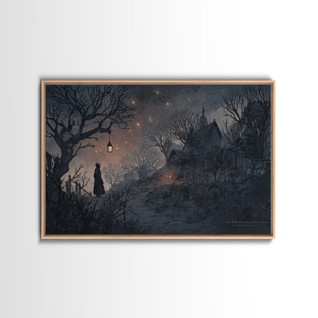 The Children Of The Star Orchard, Macabre Halloween Art, Landscape Wall Art, Framed Canvas Print, Halloween Home Decor, Gothic Wall Art