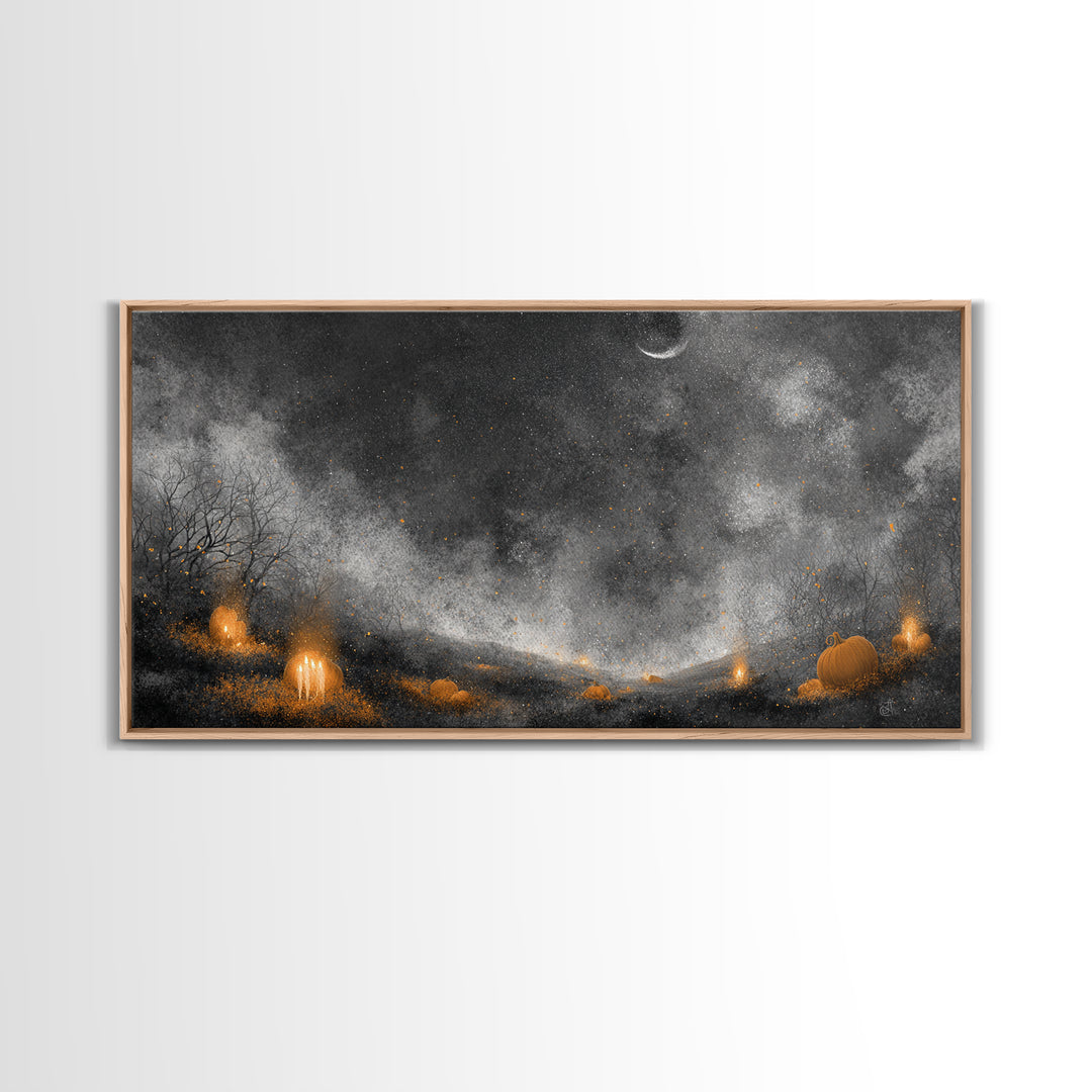 The Frost Beyond Carcosa, Halloween Wall Art, Wide Panoramic Art, Framed Canvas Print, Halloween Home Decor, Gothic Wall Art