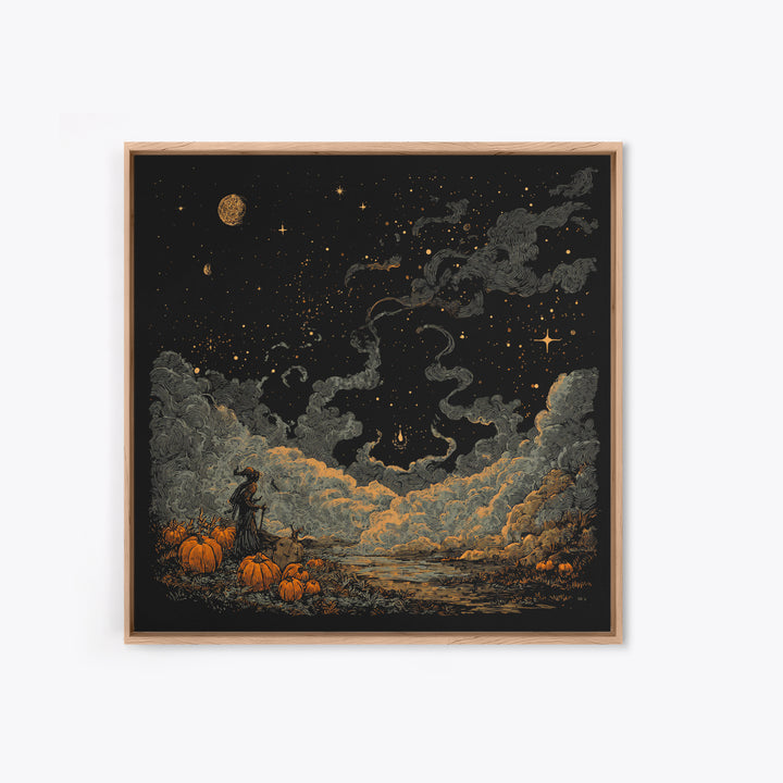 The Seamstress Of Living Nebulae, Cosmic Horror Decor, Square Wall Art, Framed Canvas Print, Halloween Home Decor, Gothic Wall Art