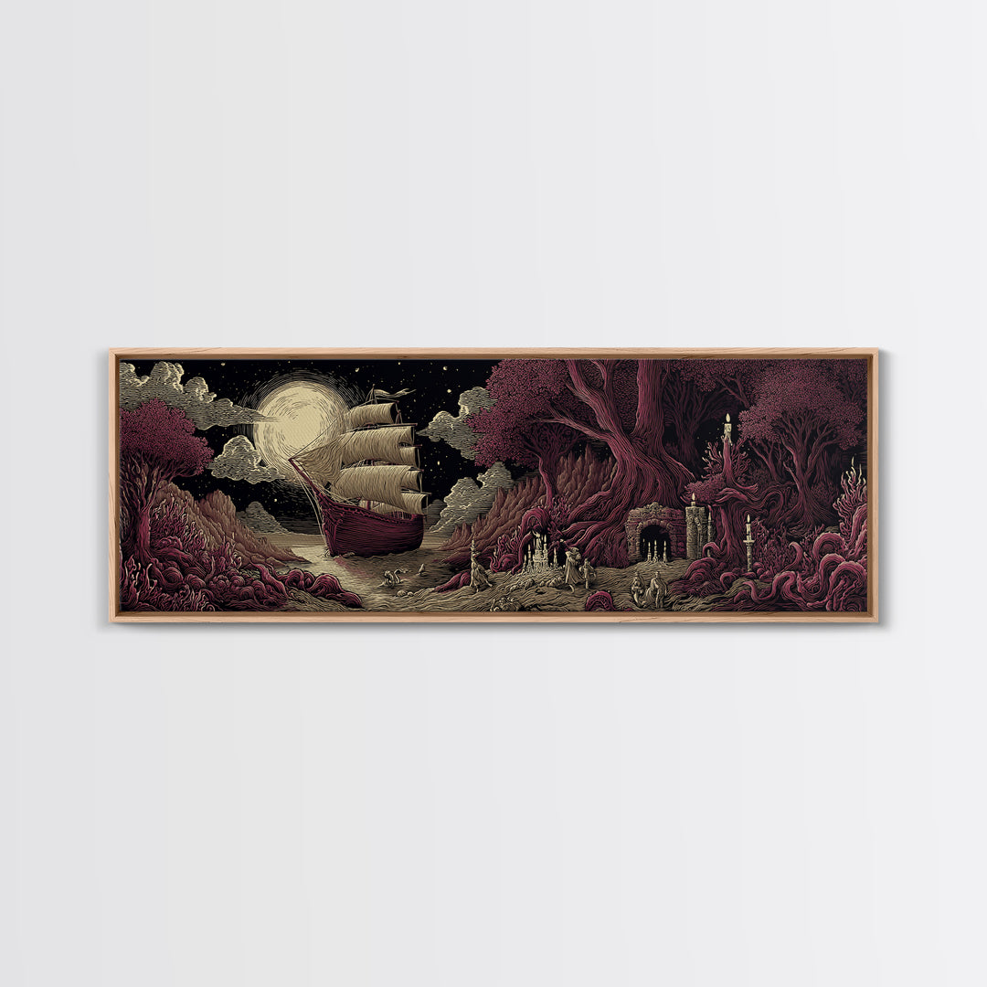 The Candelit Ark Of Forgotten Stars, Cosmic Horror Decor, Extra Wide Wall Art, Canvas Print, Halloween Home Decor, Gothic Wall Art