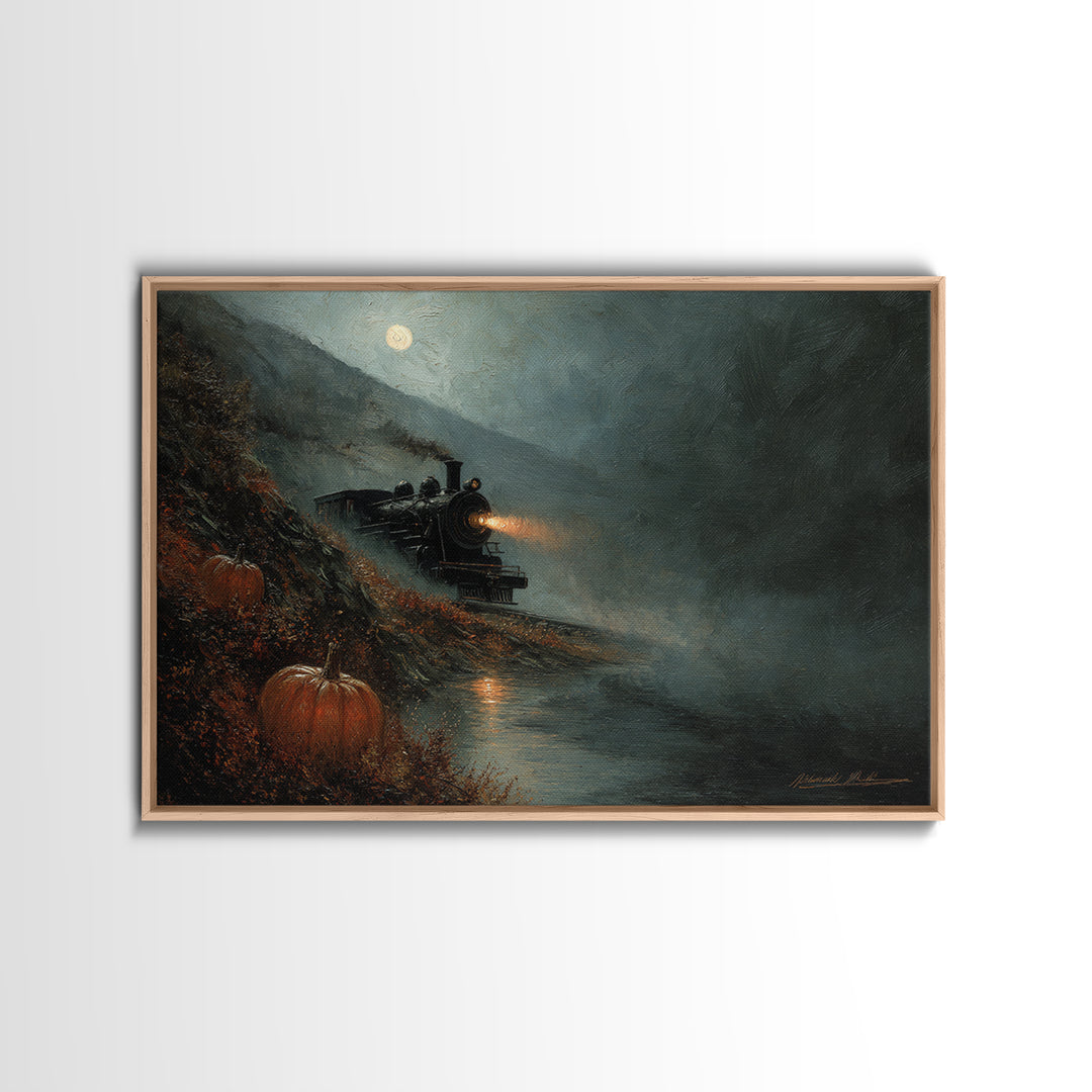 The Phantom Train To Kadath, Spooky Wall Decor, Landscape Wall Art, Canvas Print, Halloween Home Decor, Gothic Wall Art, Halloween Wall Art
