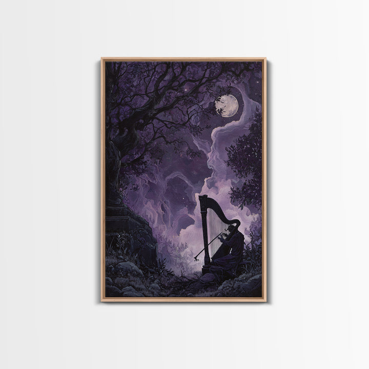 The Harpist Of Abyssal Sleep, Eldritch Wall Art, Vertical Wall Art, Canvas Print, Halloween Home Decor, Gothic Wall Art, Dark Fantasy Art