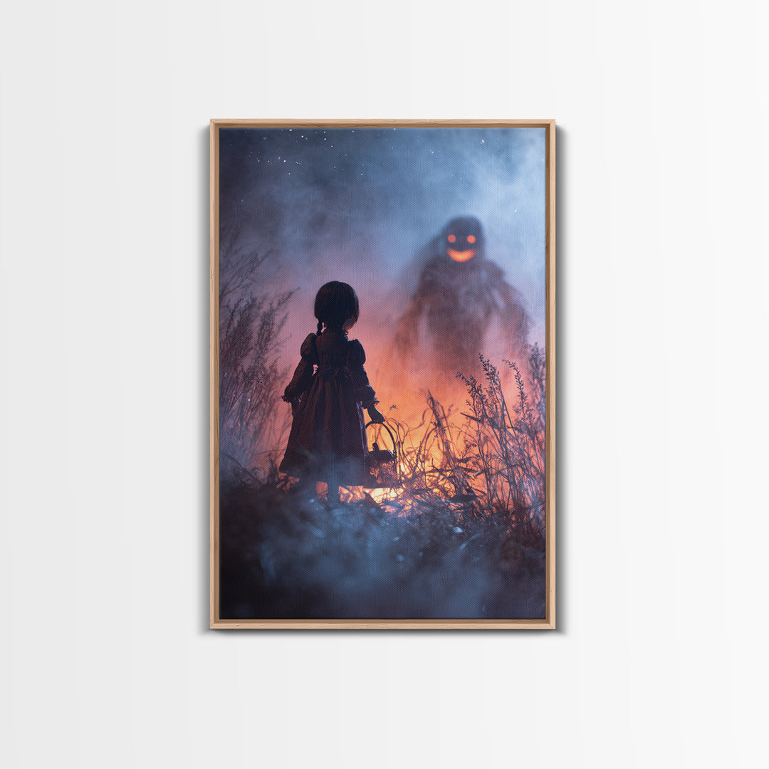The Doll From Beyond The Void, Occult Wall Decor, Vertical Wall Art, Framed Canvas Print, Halloween Home Decor, Gothic Wall Art