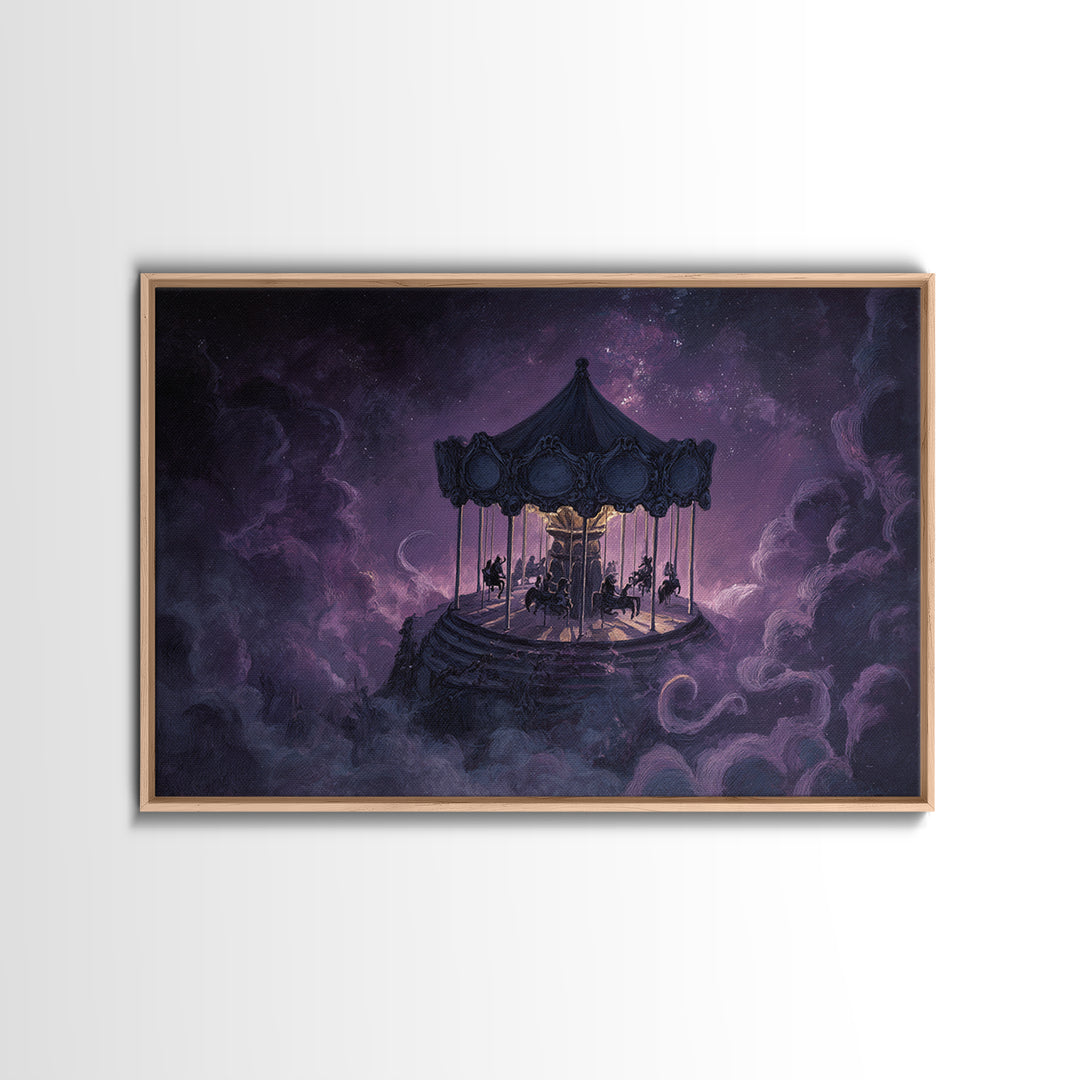 The Carousel Of Sleeping Planets, Occult Wall Decor, Landscape Wall Art, Canvas Print, Halloween Home Decor, Gothic Wall Art
