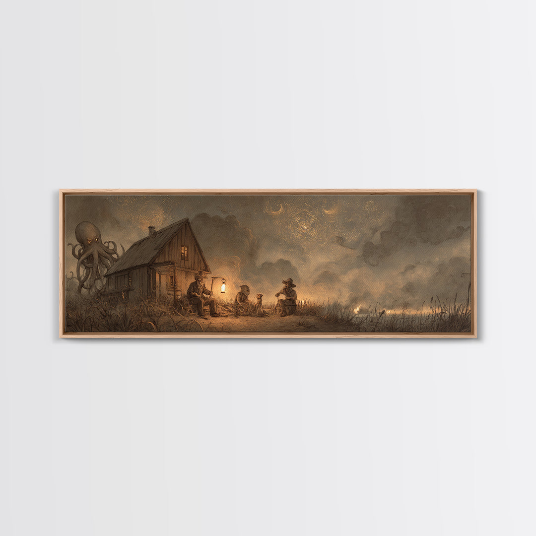 The Festival Of The Little Old Ones, Occult Wall Decor, Extra Wide Wall Art, Canvas Print, Halloween Home Decor, Gothic Wall Art