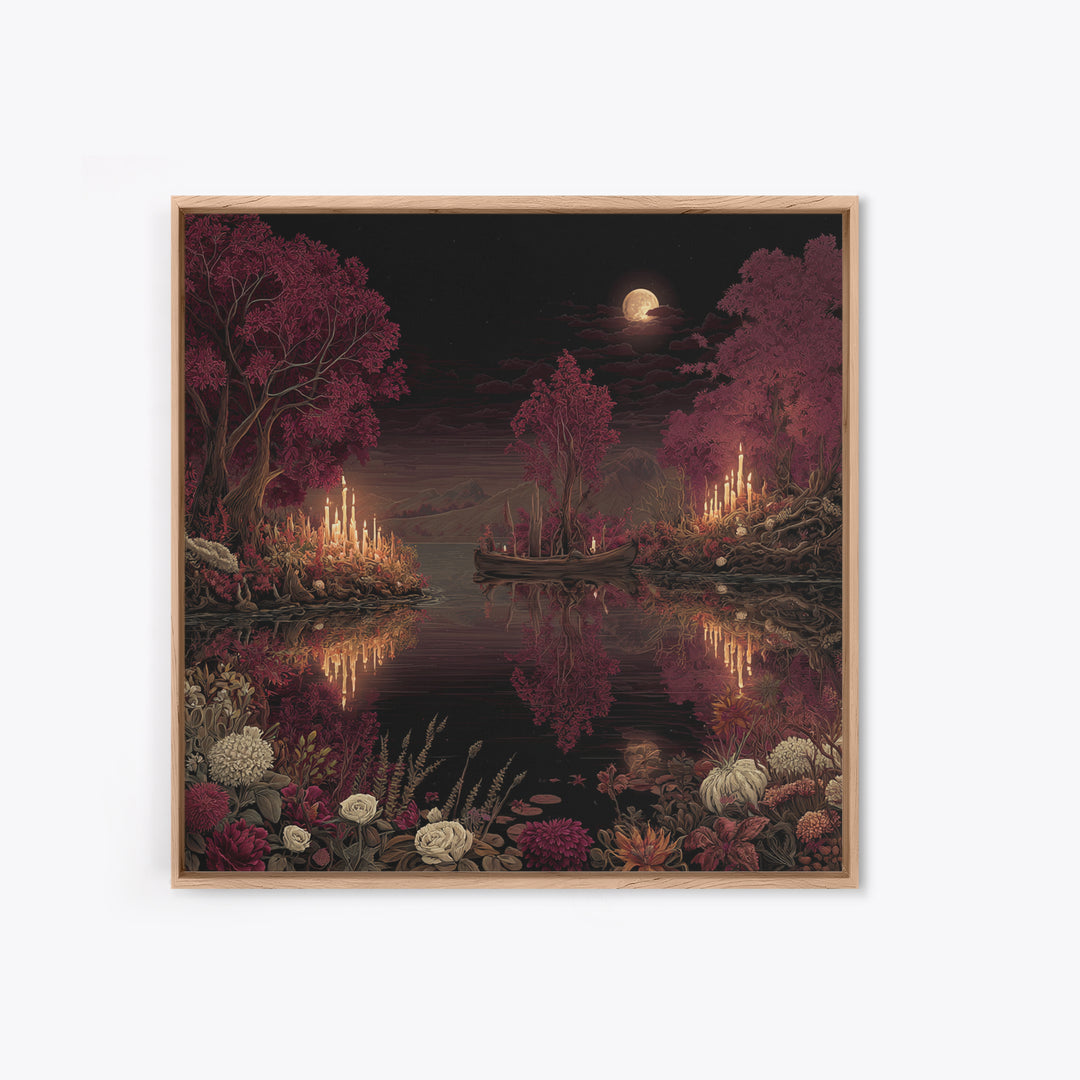 The Mirror Lake Of Lost Constellations, Halloween Wall Art, Square Wall Art, Framed Canvas Print, Halloween Home Decor, Gothic Wall Art