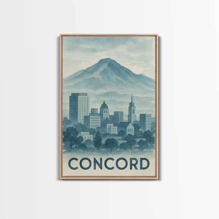 Concord Travel Poster, Canvas Print, Painted Travel Poster Art, Concord City Art, Travel Wall Decor, Fine Art Print, City Art Print