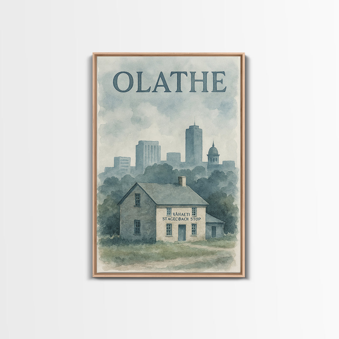 Olathe Travel Poster, Canvas Print, Painted Travel Poster Art, Olathe Travel Art, City Illustration, Travel Art Print, Home Office Decor