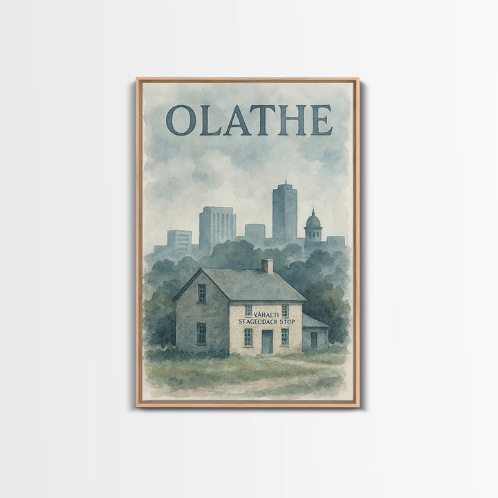Olathe Travel Poster, Canvas Print, Painted Travel Poster Art, Olathe Travel Art, City Illustration, Travel Art Print, Home Office Decor