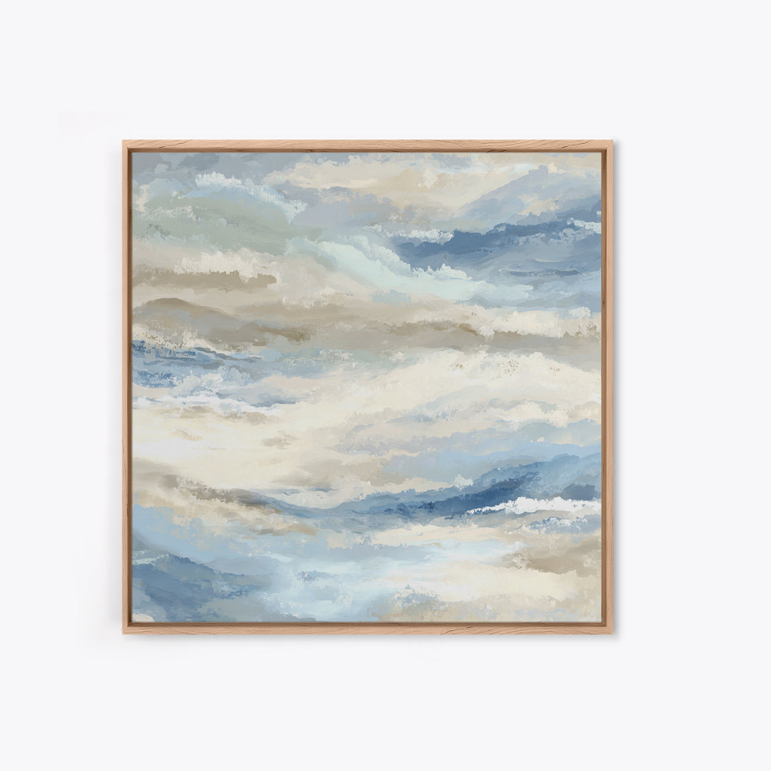 Soft Abstract Waves Framed Canvas Print, Waiting Room Art, Office Art, Waiting Room Decor, Fine Art, Calm, Gallery Decor, WRA-1x1-2
