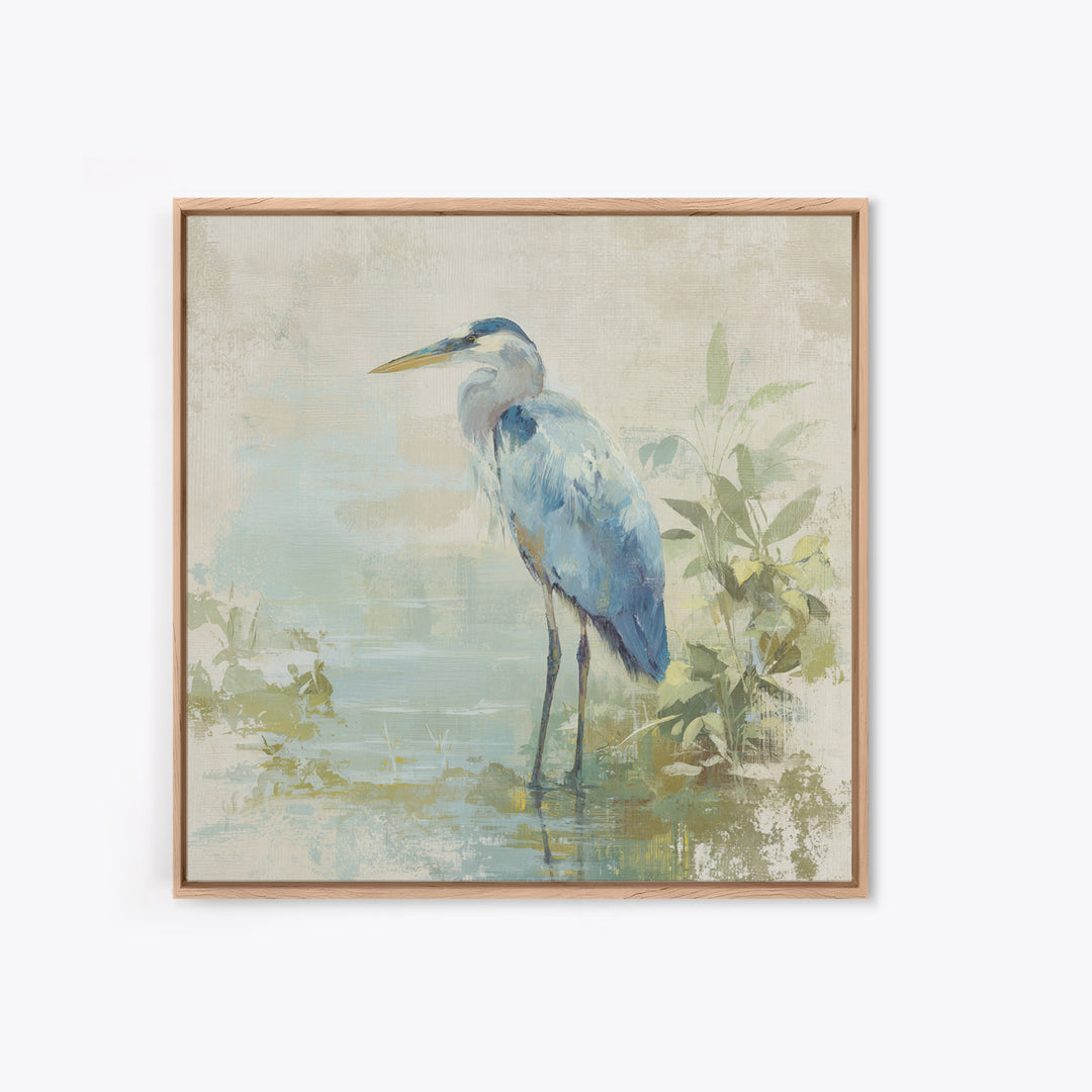 Blue Heron in Quiet Marsh Canvas Print, Waiting Room Art, Printable Art, Waiting Room Decor, Watercolor Art, Calm, WRA-1x1-36