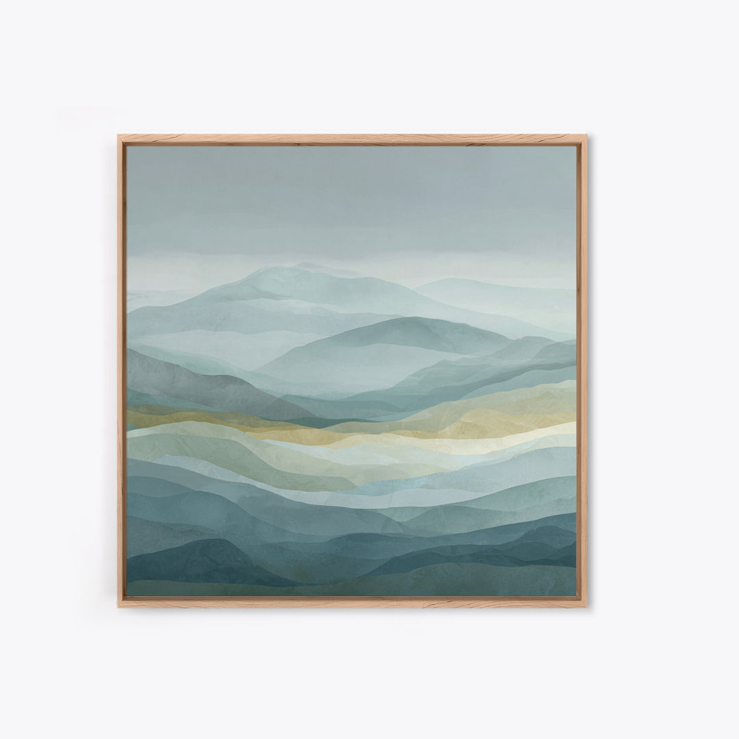 Simple Mountain Layers Framed Canvas Print, Waiting Room Art, Dental Office Decor, Waiting Room Decor, Fine Art, Calm, WRA-1x1-38