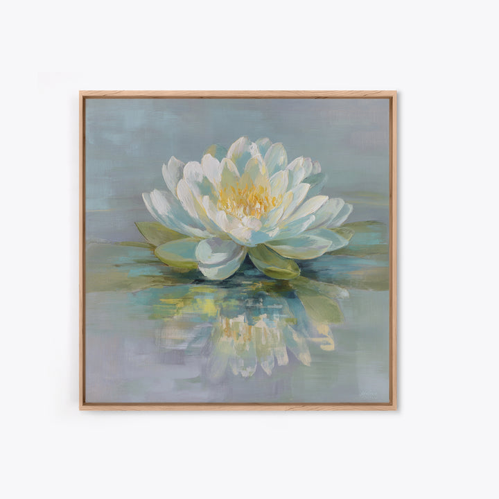 Lotus Flower on Still Water Framed Canvas Print, Waiting Room Art, Office Art, Waiting Room Decor, Calm, Gallery Decor, WRA-1x1-39