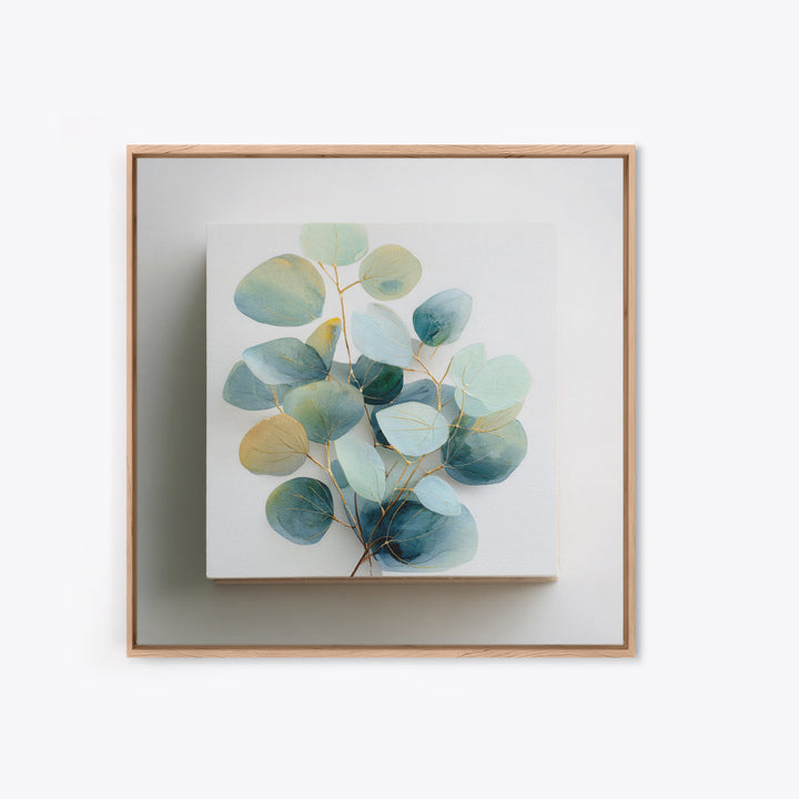 Clean Eucalyptus Leaf Study Framed Canvas Print, Waiting Room Art, Gallery Decor, Waiting Room Decor, Oil Painting, Calm, WRA-1x1-41