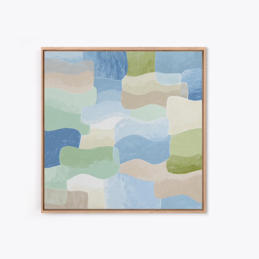 Pastel Rainbow Shapes for Pediatric Spaces Framed Canvas Print, Waiting Room Art, Dental Wall Art, Waiting Room Decor, Calm, WRA-1x1-42