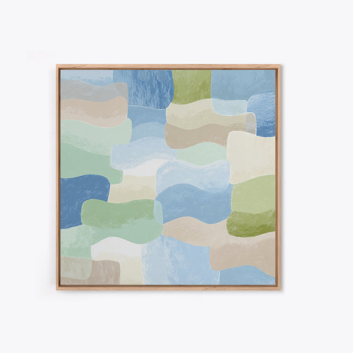 Pastel Rainbow Shapes for Pediatric Spaces Framed Canvas Print, Waiting Room Art, Dental Wall Art, Waiting Room Decor, Calm, WRA-1x1-42
