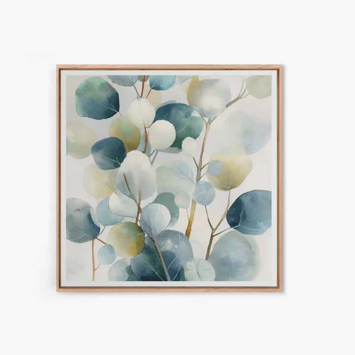 Clean Eucalyptus Leaf Study Framed Canvas Print, Waiting Room Art, Gallery Decor, Waiting Room Decor, Oil Painting, Calm, WRA-1x1-65